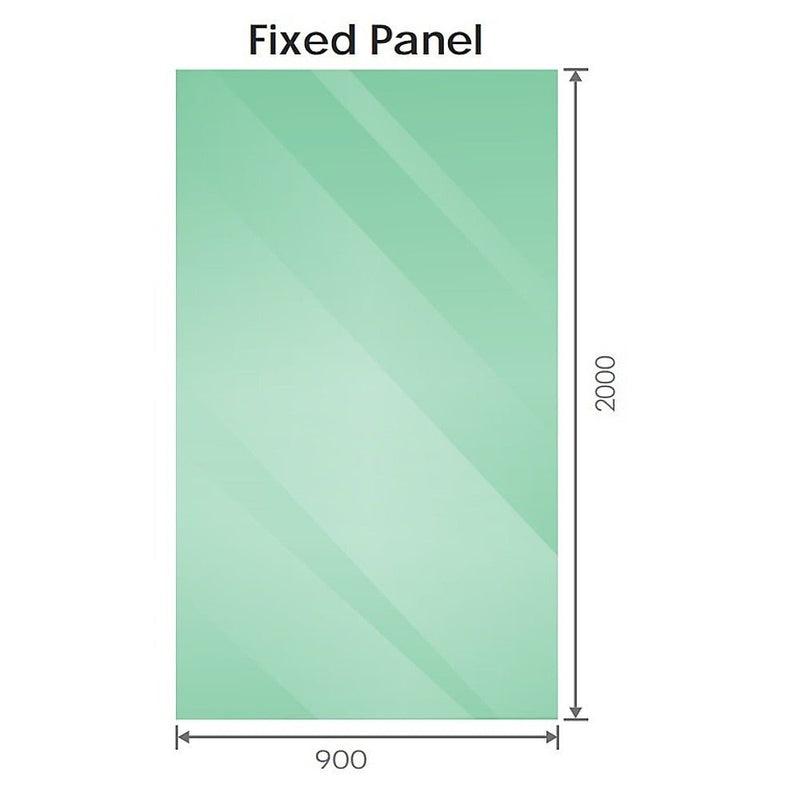 90x90cm Corner Frameless Shower Screen with Chrome Brackets and SS Hinges, Round Handle