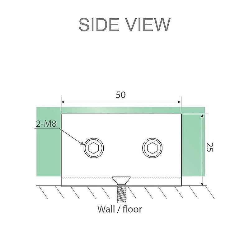 90x90cm Corner Frameless Shower Screen with Chrome Brackets and SS Hinges, Round Handle