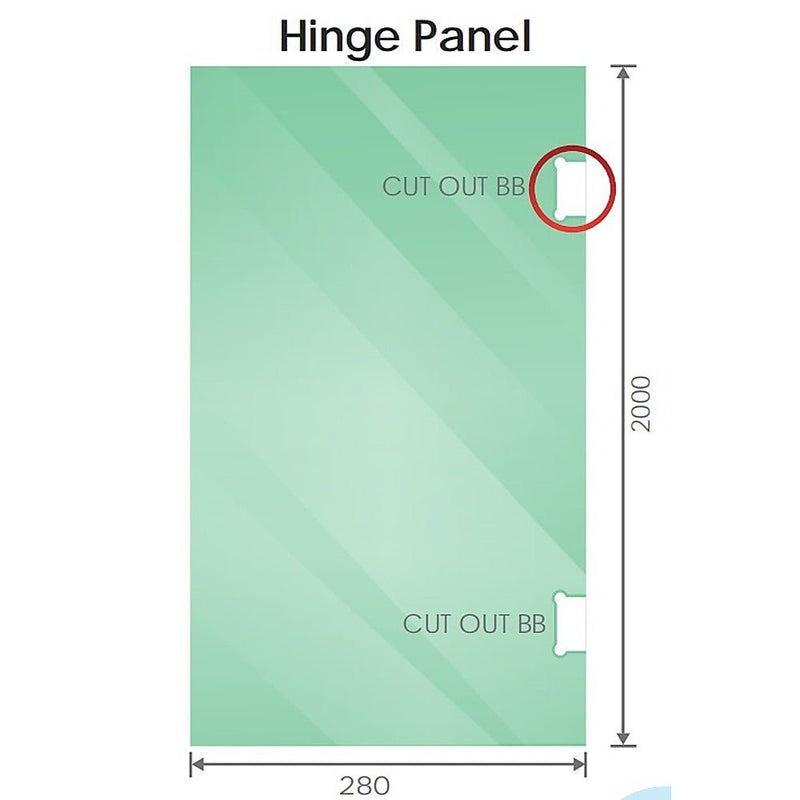 90cm Wall to Wall Frameless Shower Screen with White Brackets and SS Hinges, Round Handle
