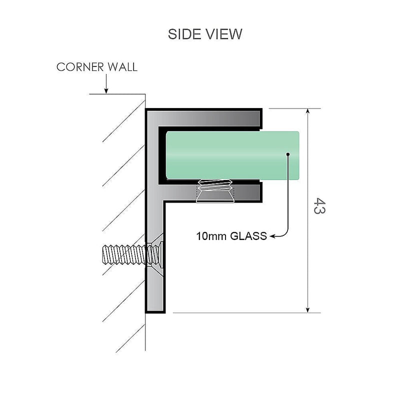 90cm Wall to Wall Frameless Shower Screen with White Brackets and SS Hinges, Round Handle