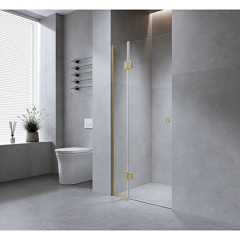 100cm Wall to Wall Frameless Shower Screen with Chrome Channel and SS Hinges , Round Handle