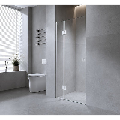 100cm Wall to Wall Frameless Shower Screen with Chrome Channel and SS Hinges