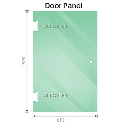 90x80cm Corner Frameless Shower Screen with Black Channel and Brass Hinges, Round Handle