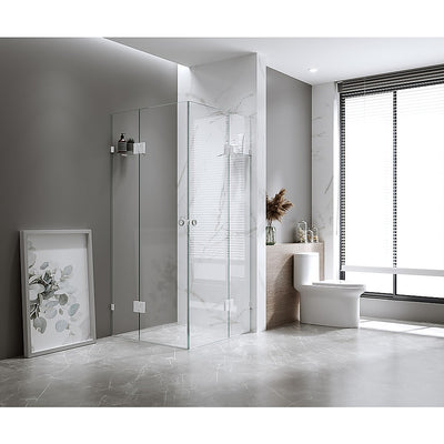 90x90cm Double Door Corner Shower with Black Brackets and SS Hinges
