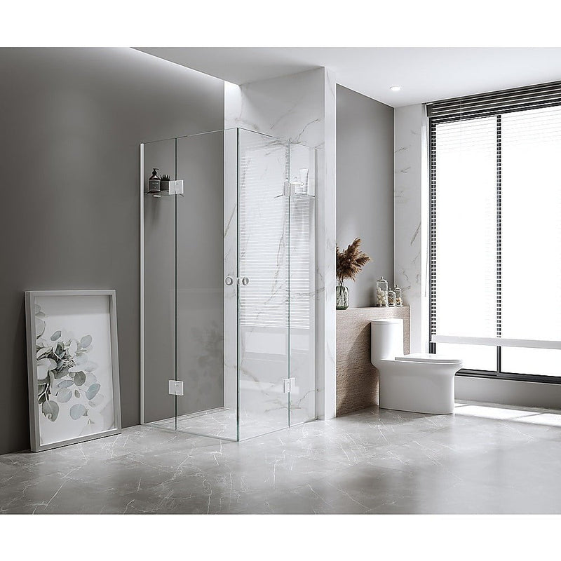 100x100cm Double Door Corner Shower with Chrome Channels and SS Hinges, Round Handle