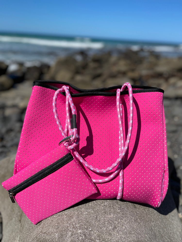 Neoprene Bag - Vegan Tote - 2 Piece Set - Bubblegum