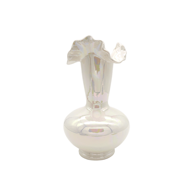 Mermaid Iridescent Ceramic Vase white