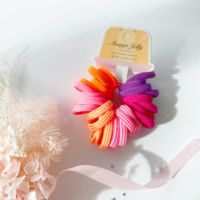 MANGO JELLY Metal Free Hair Ties (3cm) - Candy 24P - Three Pack