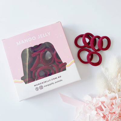 MANGO JELLY Metal Free Hair Ties (3cm) - School Colour Maroon 36P - TwinPack