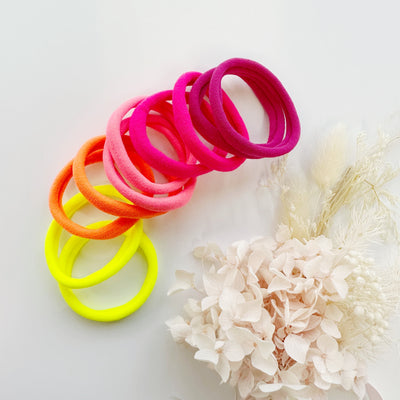 MANGO JELLY Metal Free Hair ties (4.5cm) - Neon Mixed 10P - Three Pack