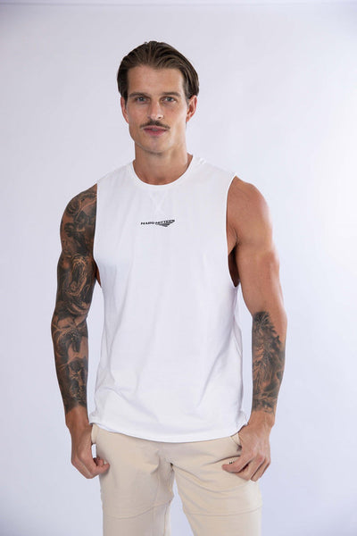 HARD HITTERS MEN'S CREW COTTON TANK WHITE SMALL