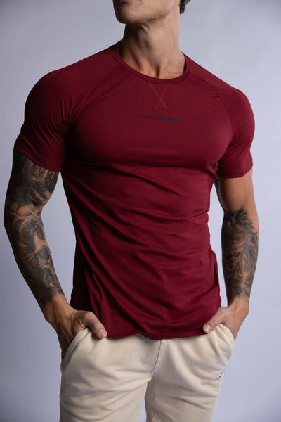 HARD HITTERS RAGLAN CREW TEE BURGUNDY MEDIUM