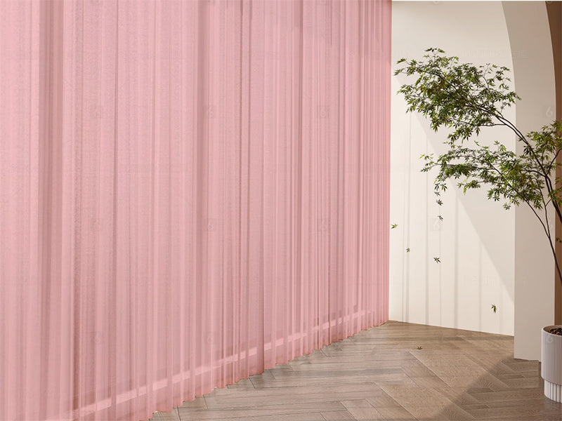 2 Long drop Sheer Voile Curtains 588cm wide 270cm Drop Pinch Pleat+30 Hook, Pink