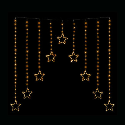 LED Wire Star Curtain Gold Lights