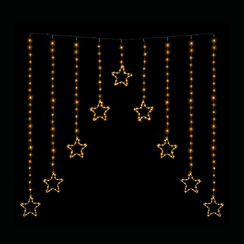 LED Wire Star Curtain Gold Lights