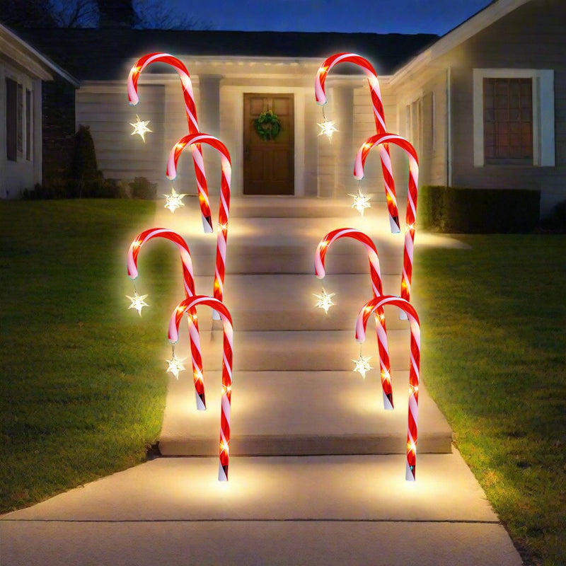 Solar Candy Canes with Stars - 4 Pack