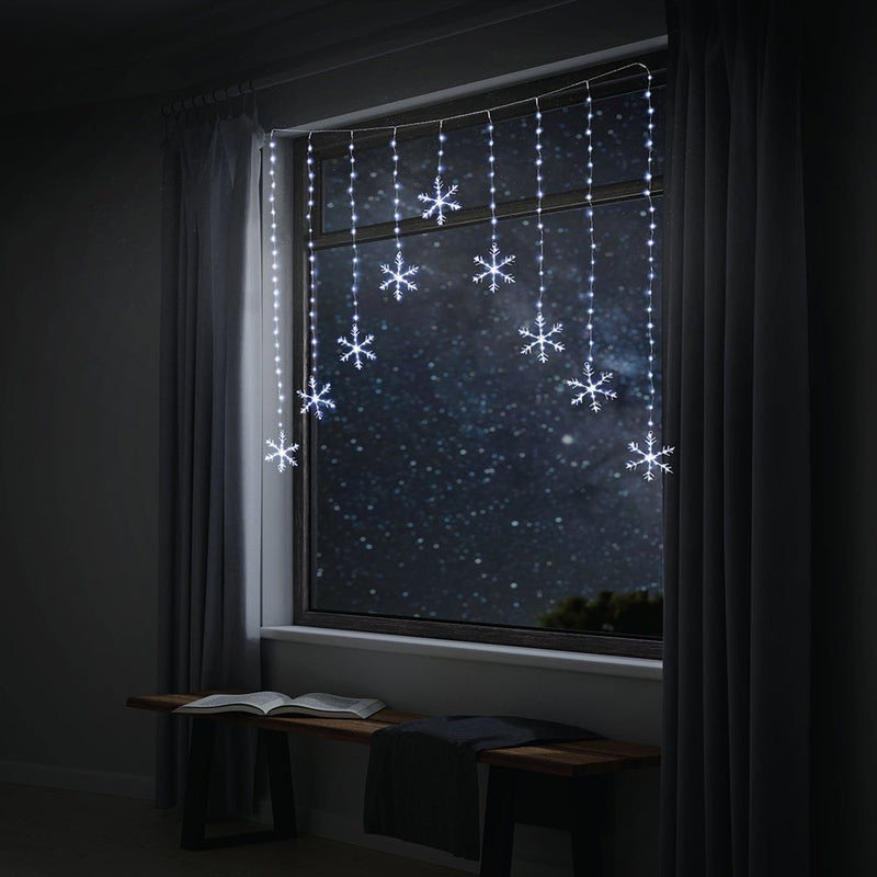 LED Snowflakes Curtain Lights avialable in 2 Colors - Cool White