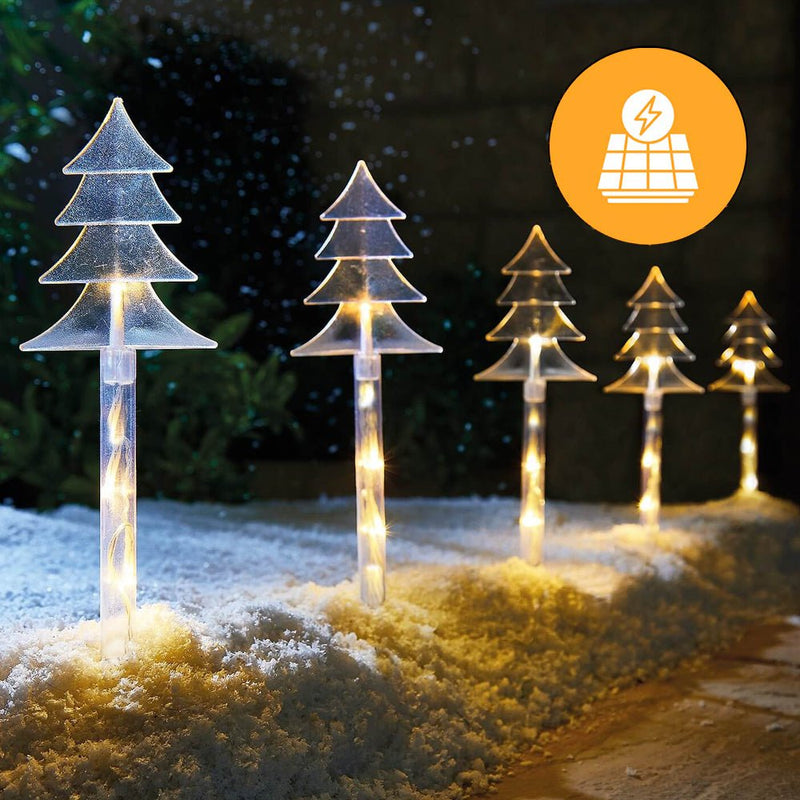 Solar Tree Shape Path Lights – 5 Pack, 38cm available in 2 Colors - Warm White