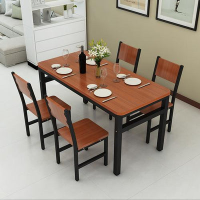 NNECN Wood & Steel Dining Set (Oak & Black)