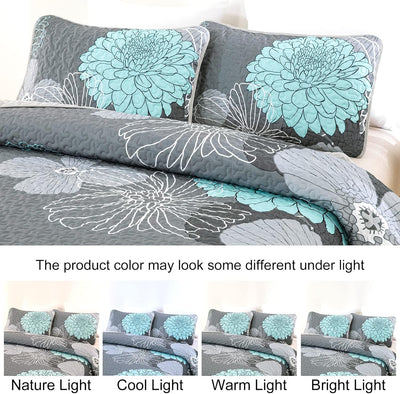 Luxurious Soft matty floral 3 Pc Bedspread & Pillow Cover Set