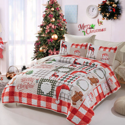 Ethereal christmas Dreamy Lightweight 3 Pc Bedspread & Pillow Cover Set