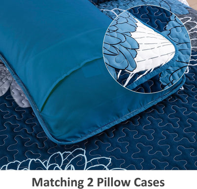 Frosted Magnolia Chic blue 3 Pc Bedspread & Pillow Cover Set