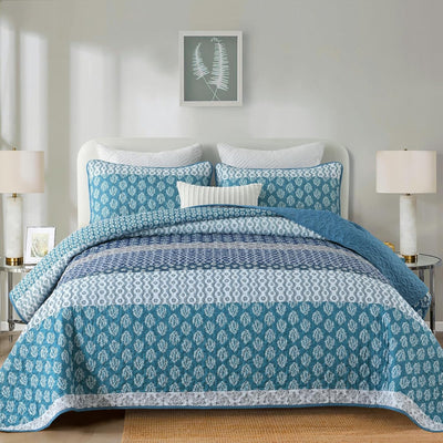 Classic Hydrangea Soft Quilted 3 Pc Bedspread & Pillow Cover Set