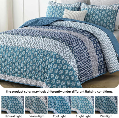 Classic Hydrangea Soft Quilted 3 Pc Bedspread & Pillow Cover Set