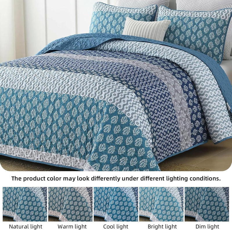 Classic Hydrangea Soft Quilted 3 Pc Bedspread & Pillow Cover Set