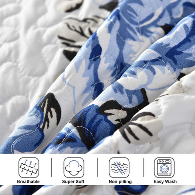 Rich white blue Elegant 3 Pc Bedspread & Pillow Cover Set