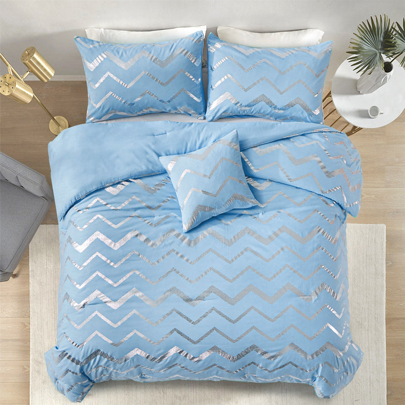 Metallic Print Comforter Set, King Size, Chic 3-Piece Bedding with Pillowcases