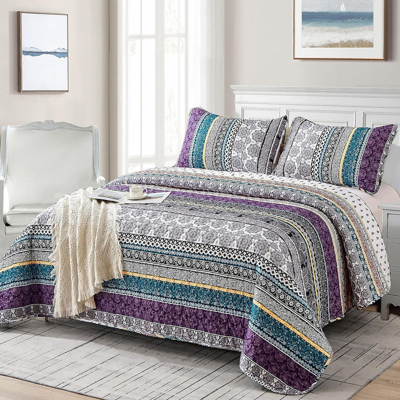 Aesthetic Quilted Bedspread and Pillowcases Set: Unify Your Bedroom&