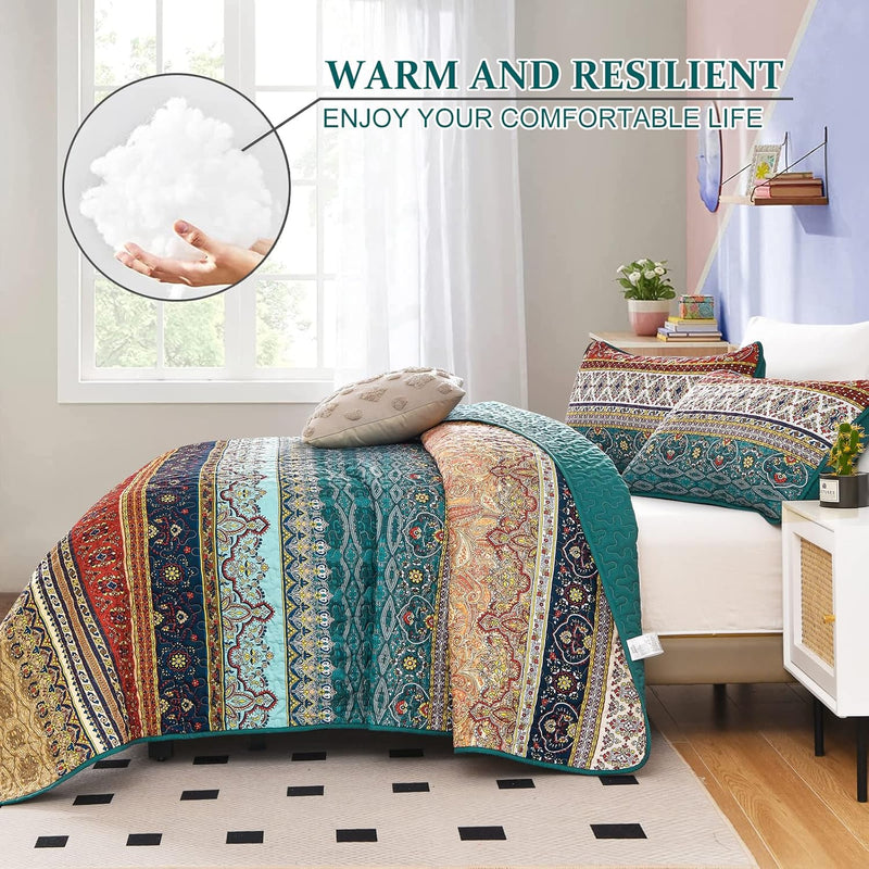 Textured Quilted bedspread and pillowcovers set: Add Depth and Dimension - Queen size