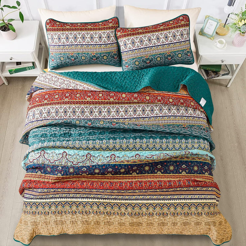 Textured Quilted bedspread and pillowcovers set: Add Depth and Dimension - Queen size