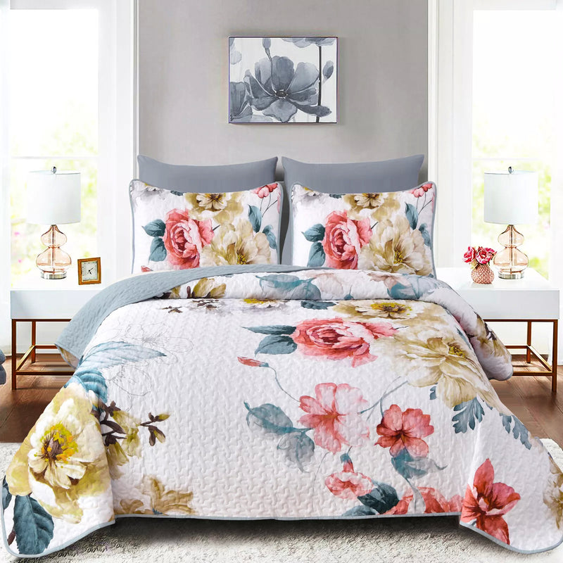 Vibrant Quilted Bedspread and Pillowcases Set: Add Color and Comfort to Your Space - Queen size