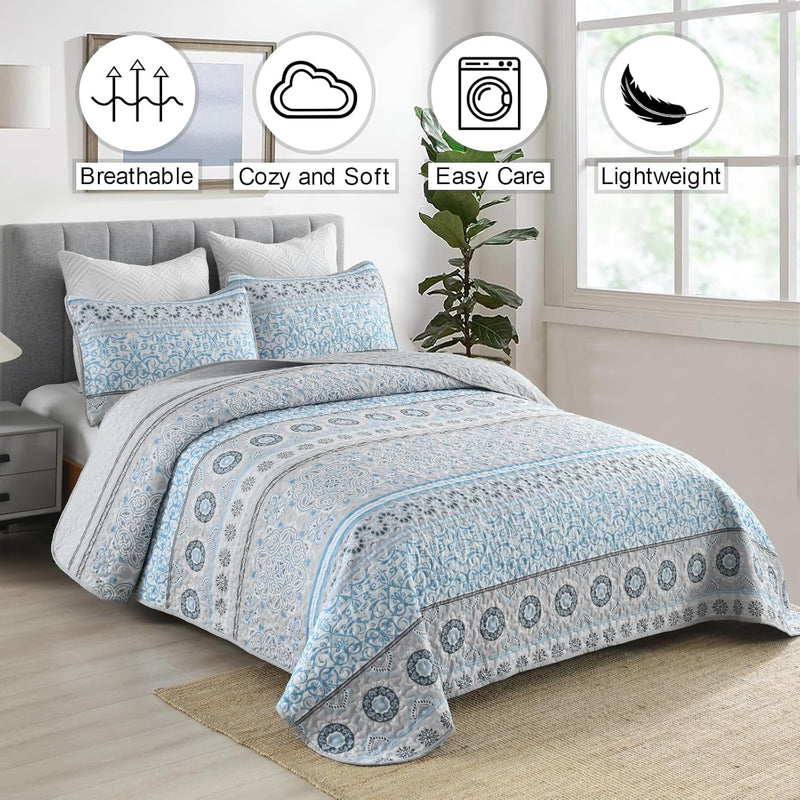 Joyful Quilted coverlet and pillowcovers set: Brighten Up Your Bedroom - Queen size