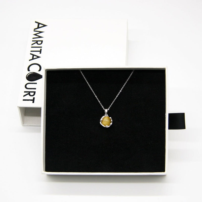 Gift Box - Aroma Necklace White Gold - Planet Jovian Gold (Golden Yellow) + Purify Oil Blend