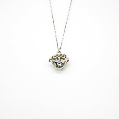 Gift Box - Love Heart White Gold Aroma Necklace + Purify Oil Blend
