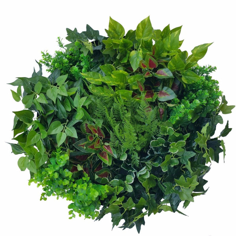 Artificial Green Wall Disk Art 60cm - Mixed Fern & Ivy