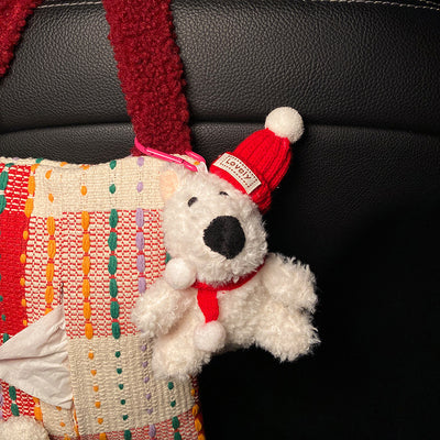 Cute Red Bear Car Tissue Holder - Woven Design