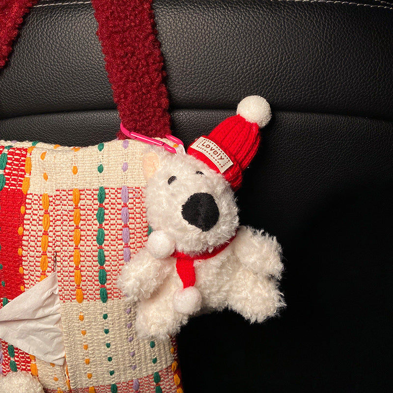 Cute Red Bear Car Tissue Holder - Woven Design