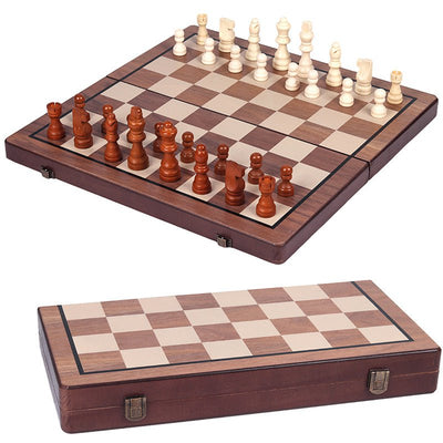 Magnetic chess solid wood set can be folded