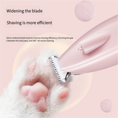 Sakura Pink Pet Hair Trimmer with LED Light, USB Rechargeable, and Battery Indicator