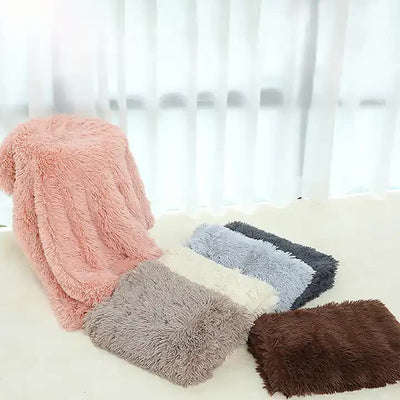 Fluffy Pet Blankets-Soft Faux Fur, Anti-Anxiety Cozy Throws for Cats and Dogs, M 80*55cm  khaki