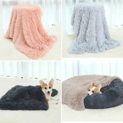 Fluffy Pet Blankets-Soft Faux Fur, Anti-Anxiety Cozy Throws for Cats and Dogs, M 80*55cm  khaki