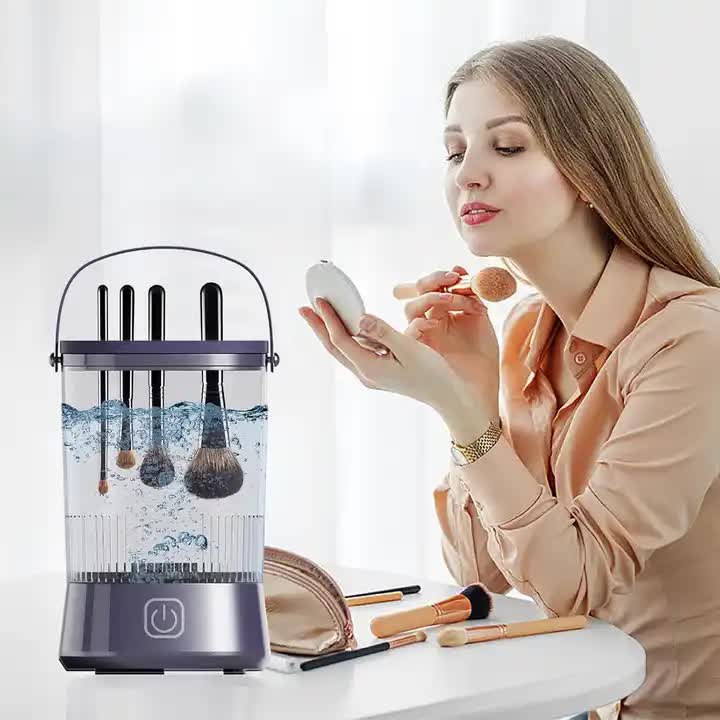 Electric Makeup Brush Cleaner with USB Rechargeable Design - Fast, Convenient Cleaning for All Brush Sizes(Black)