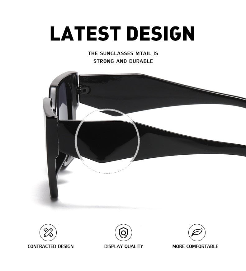 Bold Oversized Black Frame Grey Lens Sunglasses | UV400 Designer Fashion Shades