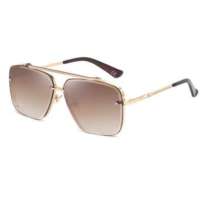 Gold Square Sunglasses,Fashionable Men's Metal, UV400 Gradient Lenses for Timeless Style