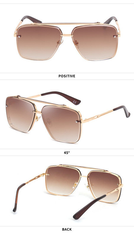 Gold Square Sunglasses,Fashionable Men&