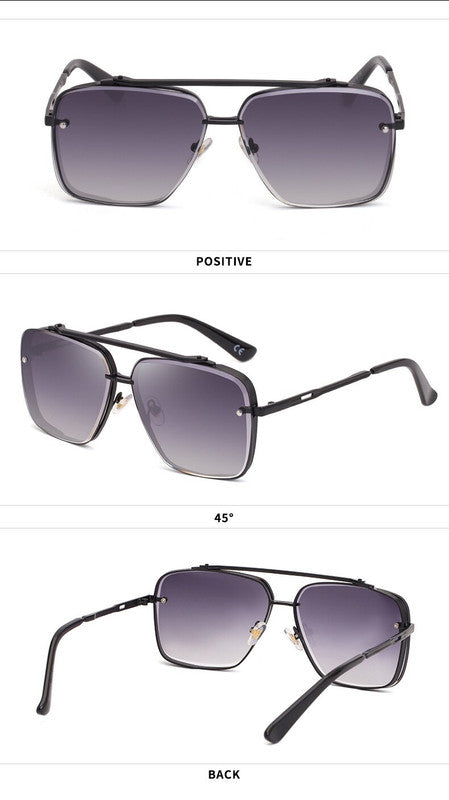 Black Grey Square Sunglasses,Fashionable Men&